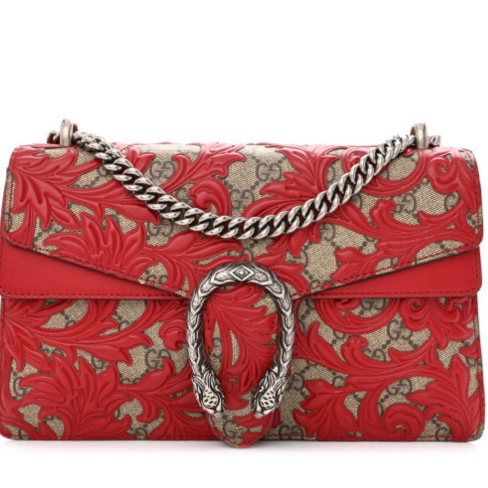 Gucci Red and Beige Shoulder Bag